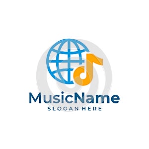 World Music Logo Template Design Vector, Emblem, Design Concept, Creative Symbol, Icon