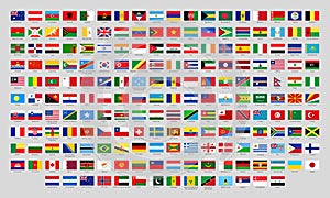 World national flags. Official country signs, europe emblems, asia and america countries flag flat vector set