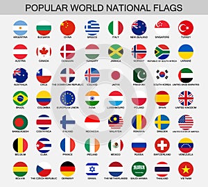 World national flags round buttons
