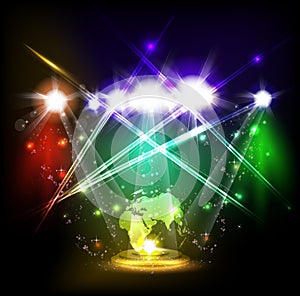 World neon light background