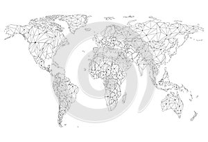 World network map. Vector low-poly image of a global map in the form of cities