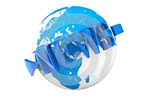 World News Concept. Earth Globe with word News