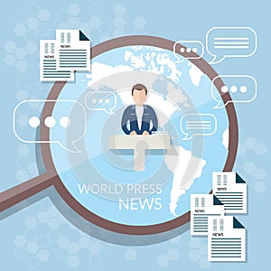 World news concept news studio online television
