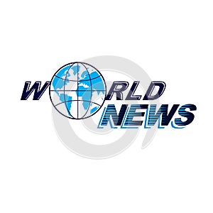 World news conceptual logo, vector globe illustration.