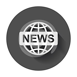 World news flat vector icon. News symbol logo illustration on bl