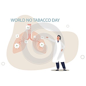 World No Tobacco Day. clean lungs of a healthy person.flat vector illustration