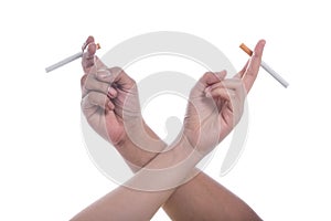 World No Tobacco Day,Male and female hand with cigarette