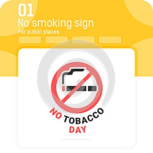 World no tobacco day sign with flat style isolated on white background. Graphics illustration world no smoking day icon sign