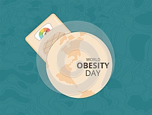 World obesity day banner template. Vector illustration with planet Earth and scale with bmi symbol