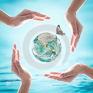 World ocean day and environment protection for CSR campaign concept: Elements of this image furnished by NASA