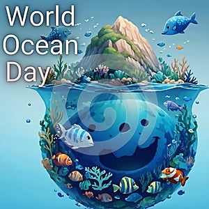 World Ocean Day. Generative Ai.