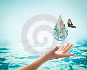 World ocean day, saving water campaign concept: Element of this image furnished by NASA