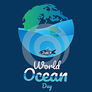 World ocean day text background