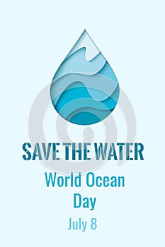 World Ocean Day - vector waterdrop banner