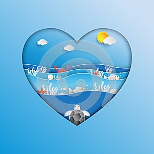 World oceans day concept design in heart shape.