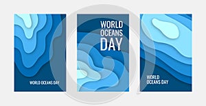 World oceans day concept in paper cut style