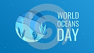 World oceans day concept in paper cut style