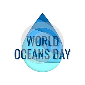 World oceans day concept in paper cut style