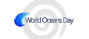 World Oceans Day design template. Ocean health protect graphic symbol. Nature care logo. Environment planet Isolated