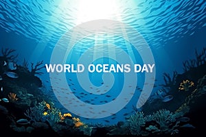 World Oceans Day greeting card Generative AI