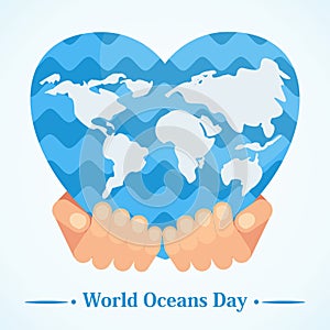 World oceans day heart