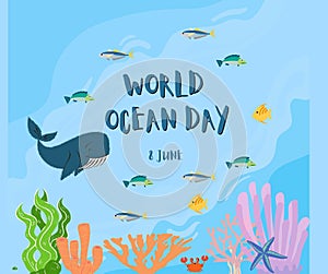 world oceans day social media template