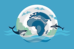 World Oceans Day\' vector design white background