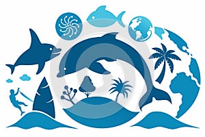 World Oceans Day\' vector design white background