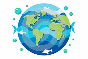 World Oceans Day\' vector design white background