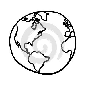 World outline black and white illustration