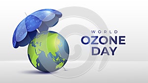 World Ozone Day with Earth and Umbrella Illustration