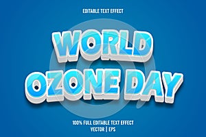 World ozone day editable text effect 3 dimension emboss cartoon style