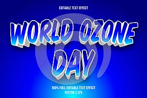 World ozone day editable text effect 3 dimension emboss cartoon style