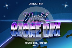 World ozone day editable text effect 3 dimension emboss retro style