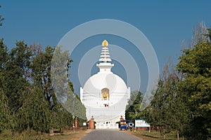 World Peace Pagoda in Lumbini, Nepal.