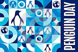 World Penguin Day. April 25. Holiday concept. Template for background, banner, card, poster with text inscription