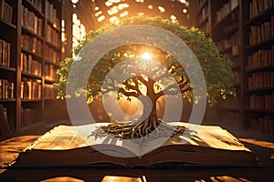 World philosophy day concept with tree of knowledge. ai generative