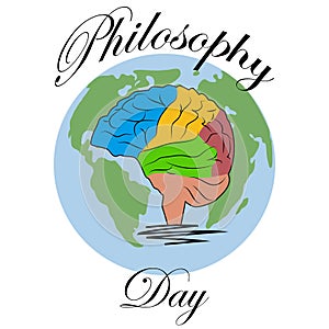 World Philosophy Day November. Buddhist man spiritual concept illustration