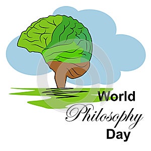 World Philosophy Day November. Buddhist man spiritual concept illustration