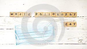 World Philosophy Day.words from wooden cubes with letters photo