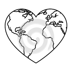 World planet earth with heart shape