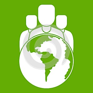World planet and people icon green