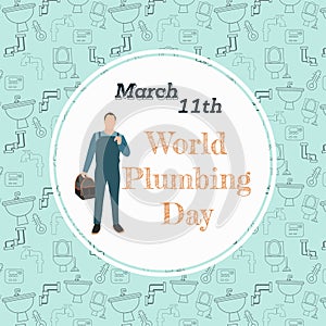 World Plumbing Day over Seamless pattern tools