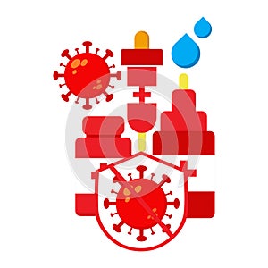 World polio day illustration. vaccine with virus and shield illustration