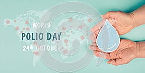 World polio day in october, awareness for Poliomyelitis, virus transmitted by contaminated water, personal contact, paralysis photo