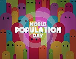 World Population Day, abstract people doodle background, greeting poster, vector illustration