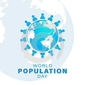 World Population Day, blue Earth globe, poster, template for projects, vector illustration