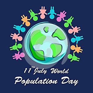 World population day concept. people holding hands together around the world.