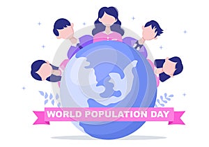 World Population Day Vector Illustration Commemorated Every 11th July To Raise Awareness Of Global Populations Problems. Landing photo