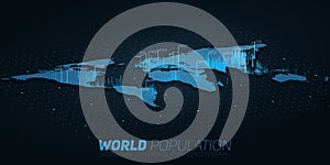 World population map big data visualization. Futuristic map infographic. Information aesthetics. Visual data complexity.